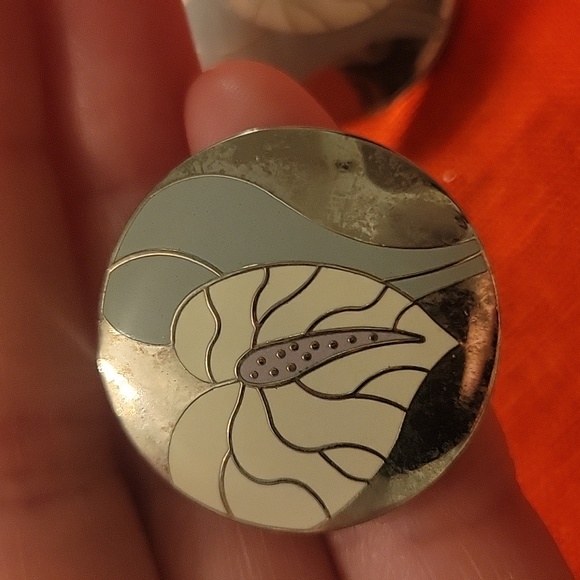 ￼Anthurium Cloisonné Earrings | Vintage Laurel Burch - Picture 2 of 4